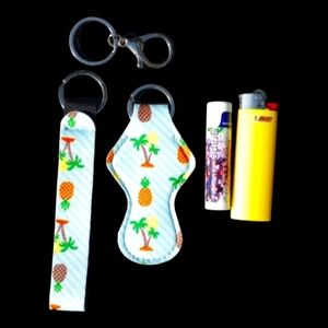 5 / $25 Lip Balm Holder Keychain Pineapple Lipstick Keychain Tropical Keyring
